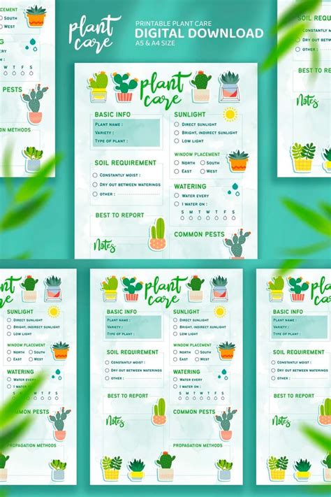 Plant Care Guide Printable Plant Care Sheet Digital Etsy Plant Care