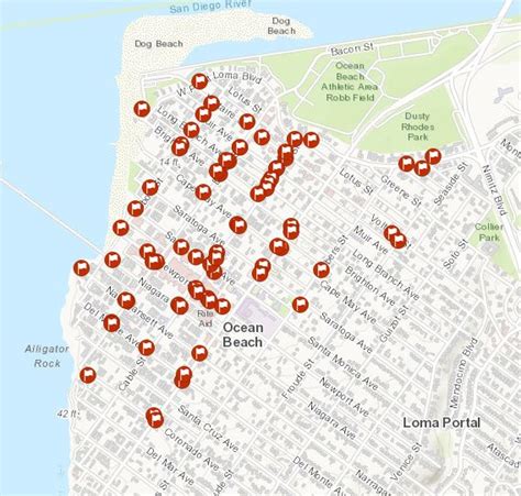 City Of San Diego Map Of Scooter Corrals In Ocean Beach