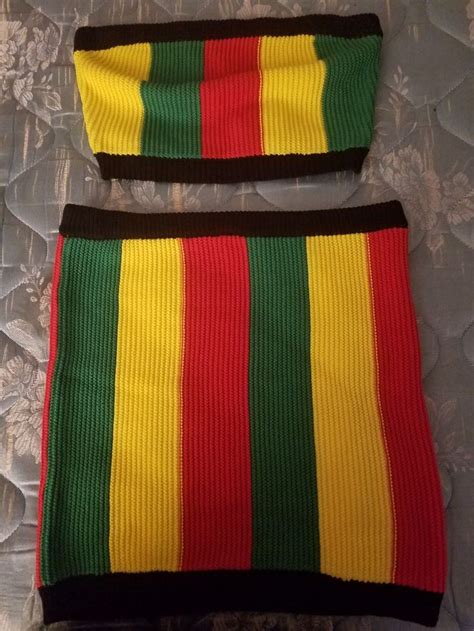 Rasta Reggae Mini Skirt Set Mini Skirt Tube Jamaican Clothing