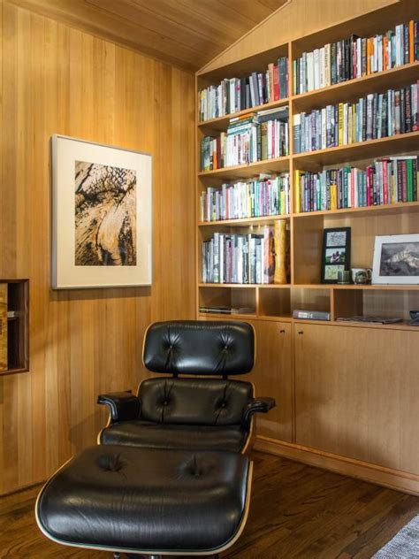 Enjoy free shipping on most stuff, even big stuff. Mid-Century Home Library via @hgtv #bookshelves # ...