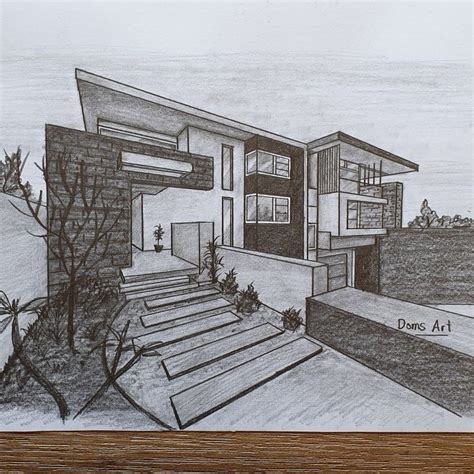 Modern House In 2 Point Perspective By Doms Art En 2021 Dibujo De