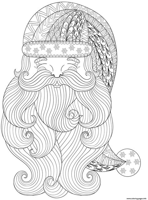 christmas  adults santa claus face intricate doodle coloring pages printable