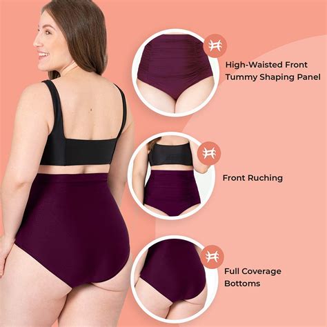 Buy Shapermint Women Ruched High Waisted Bikini Bottom Swimsuit Tummy Control Full Coverage