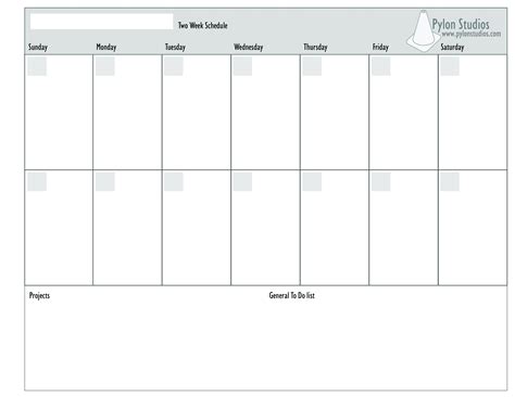 Blank Two Week Schedule Template