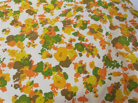 mod floral fabric 1960 s fabric cotton chambray fall etsy