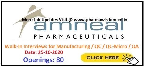 Amneal Pharmaceuticals Ltd Walk Ins For Multiple Positions 80