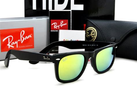 Rayban Wayfarer Rb2140 Black Frame Yellow Mercury Lens Spek Mata Hitam