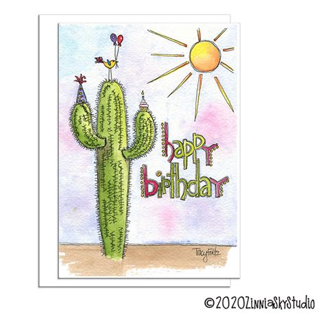 Southwest Cactus Birthday Card Zinnia Sky Studio