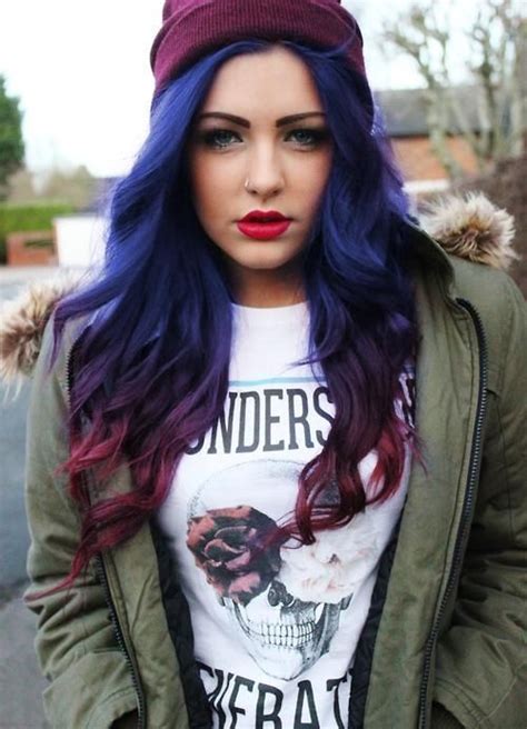 Black hair with blue tip is worth trying if you are craving for some savage vogue. Long Dark Blue Hair With Purple Ends Pictures, Photos, and ...