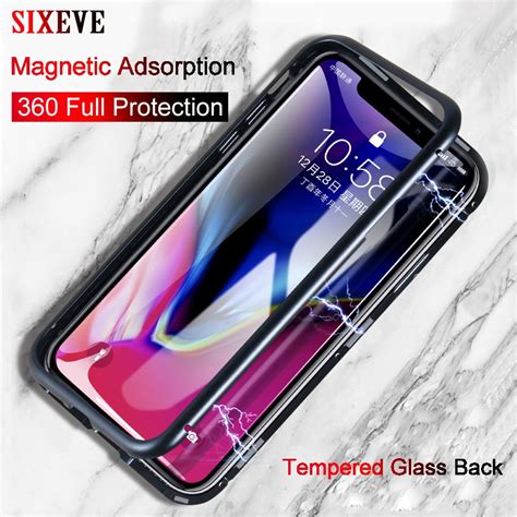 Clear Tempered Glass Magnetic Adsorption Case For Iphone X 8 7 6 S 6s