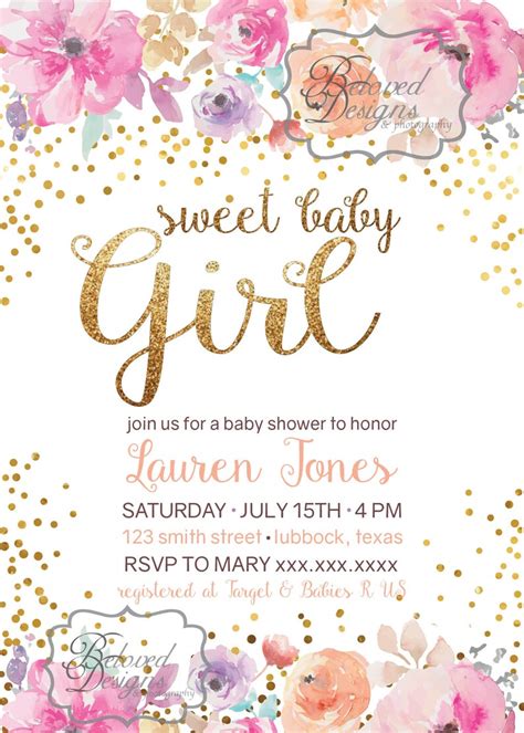Sweet Baby Girl Shower Invitation Etsy