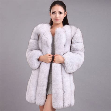 Custom Women Real Fox Fur Coat Sex Wholesale Winter Female Luxury Fur Overcoat Long Sleeve Fur