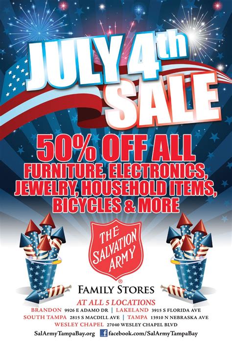 Use code 4thsale to save 20% on all items in the shop. Tampa July 4th Sale | Army family, Salvation army, July ...