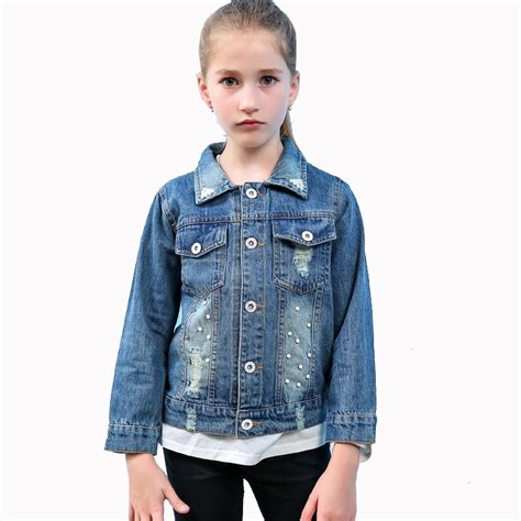 Buy 2018 New Spring Kids Girls Beading Denim Jacket