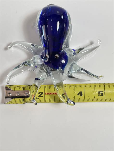 Murano Style Art Glass Octopus Figurine Cobalt Blue And Clear Etsy