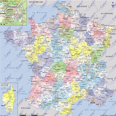 Carte de france grande ville. Carte de France départements villes et régions | Carte de ...