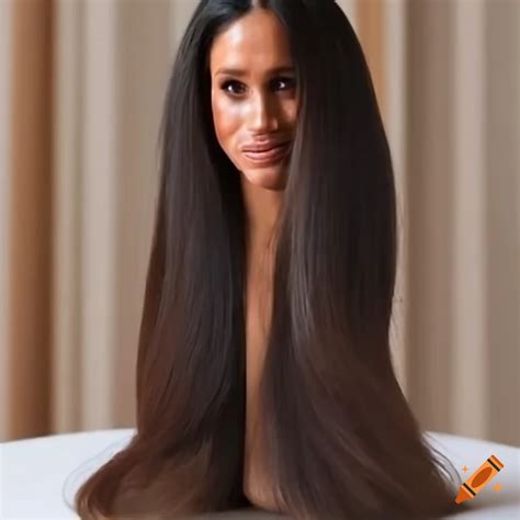 Meghan Markle Styling Head With Long Hair On Craiyon