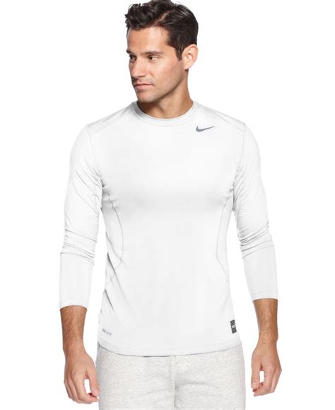 Nike Pro Combat Dri Fit Fitted Long Sleeve Tee In Blue For Men Lyst