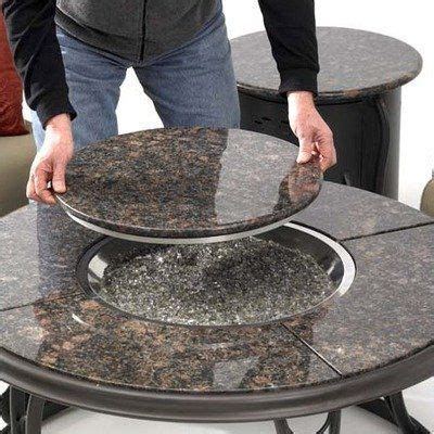 With a simple, clear design, this tabletop will suit any living space in your home. Fire Pit Table with Granite Top and Lazy Susan | Fire pit ...