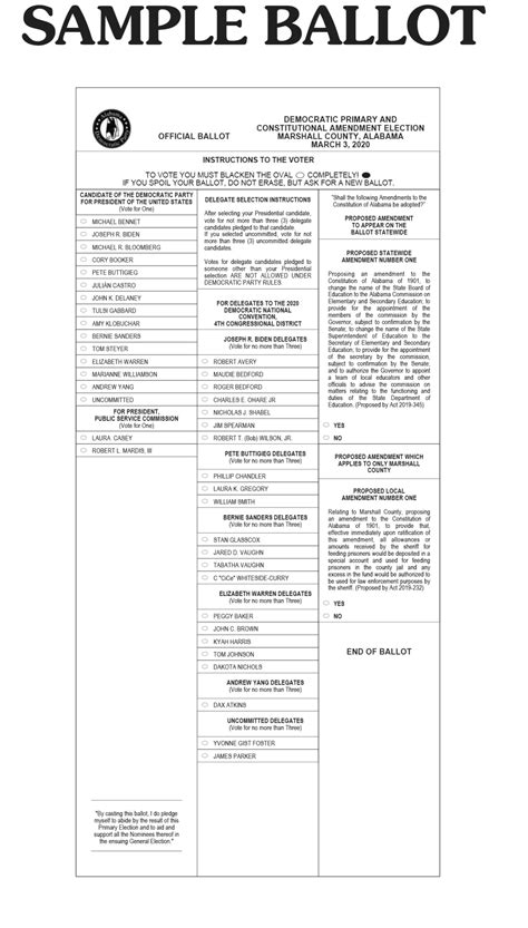 Sample ballots for 2020 primary elections ...