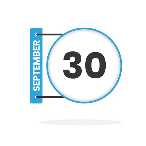 September 30 calendar icon. Date, Month calendar icon vector