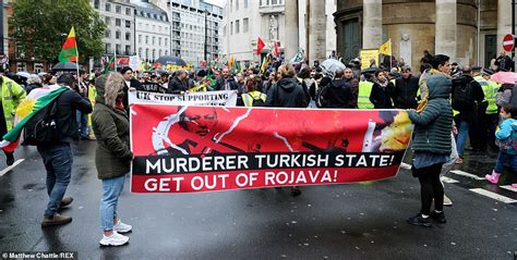 Demonstrators Including Kurds March Through London In Protest Against