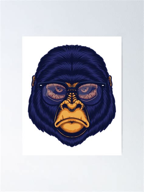 Gorilla Tag Pfp Maker Gorilla Logo Vr Funny Angry Blue Gorilla Poster