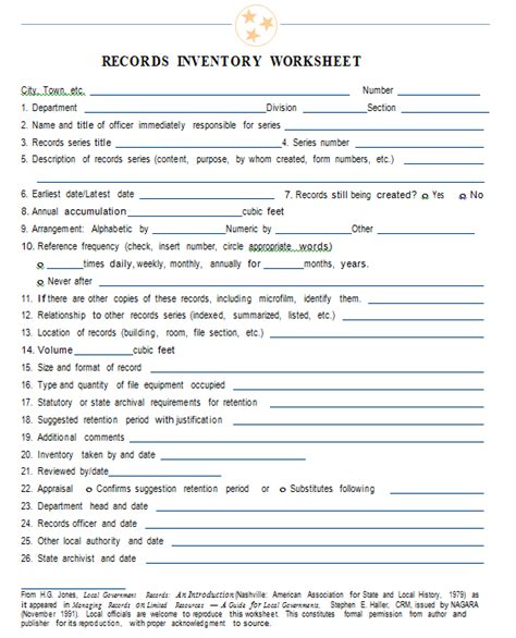 records inventory worksheet mtas
