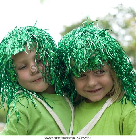 Image Two Cute Toddlers Green Costumes Stock Photo 69592432 Shutterstock