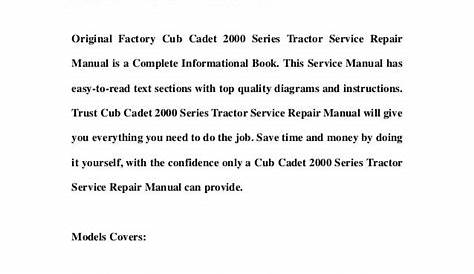 cub cadet service manual pdf