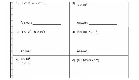 scientific notation operations worksheets