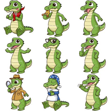 Cartoon Alligator Character Clipart Vector Collection Friendlystock