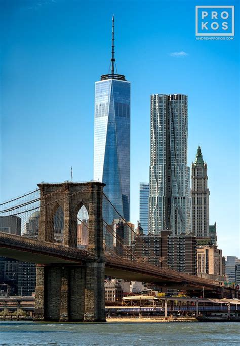 Brooklyn Bridge And Lower Manhattan Skyscrapers High Definition Fine