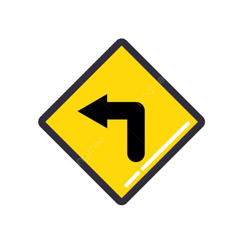 Turn Left Clipart Transparent Background Yellow Traffic Sign Turn Left