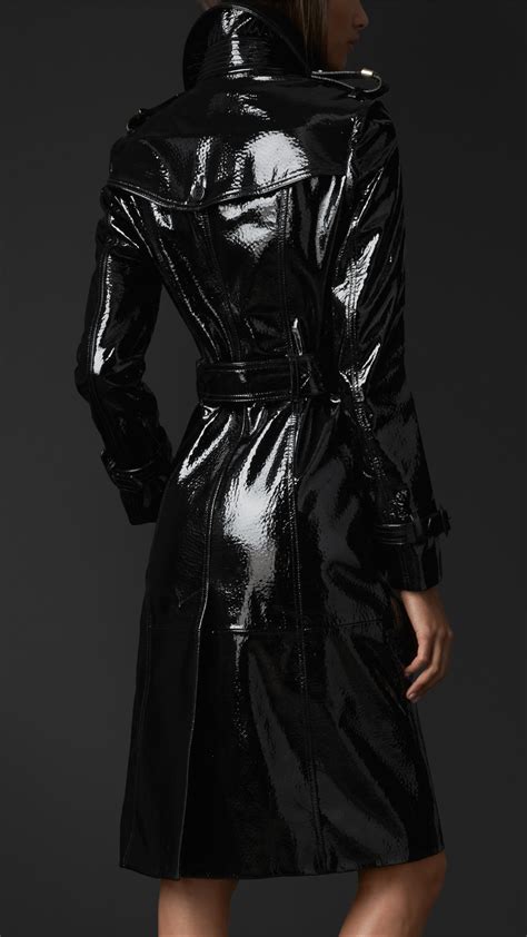 Lyst Burberry Laminated Leather Trench Coat In Black