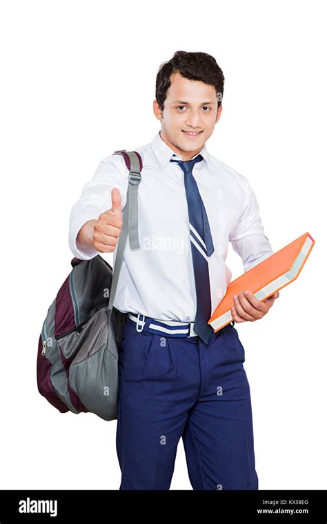 1 Indian High School Boy Student Showing Thumbsup Success Education