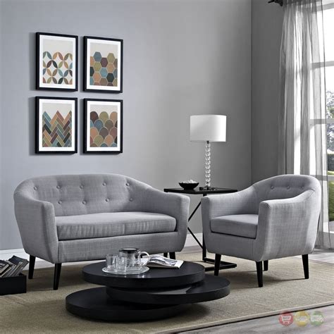 Mid Century Modern Wit Contemporary 2pc Living Room Set
