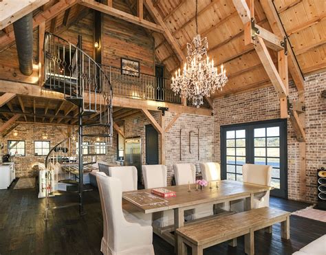 Love The Openness And The Combination Of Wood Brick Industrial Flare And A Little Glam Barn