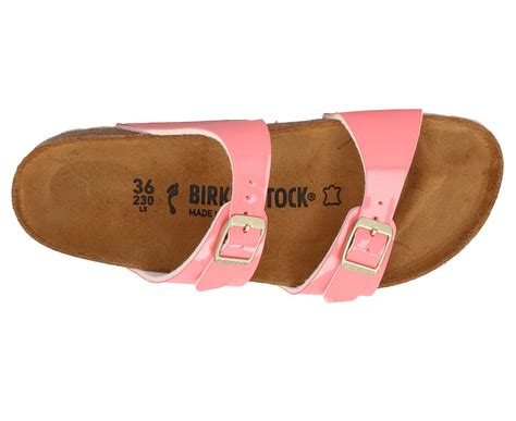 birkenstock women s sydney birko flor patent narrow fit sandals cream coral nz