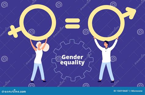 gender equality concept flat vector male and female characters with sex sign stock vector