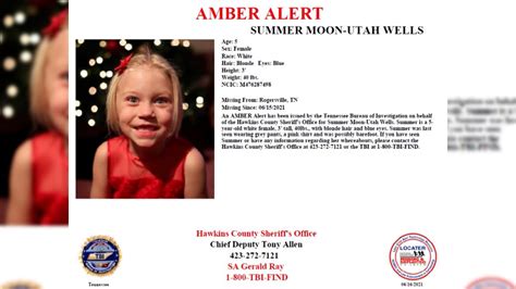 Amber Alert Summer Wells Missing From Rogersville Tn 15 June 2021 Age 5 Page 11