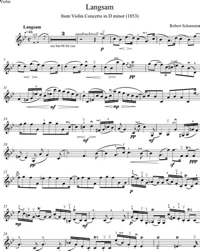 Langsam From The Violin Concerto Sheet Music By Robert Schumann Nkoda