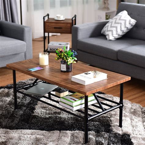 Free for commercial use no attribution required high quality images. Giantex 2Tier Rustic Coffee Table Metal Frame Modern ...