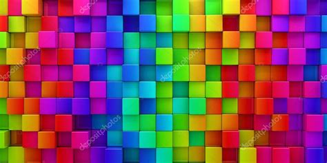 Rainbow Of Colorful Blocks Abstract Background 3d Render — Stock
