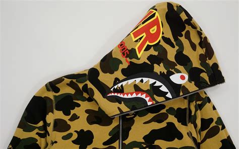 Bape Ultimate 1st Camo Reversible Ponr Shark Full Zip Up Hoodie By