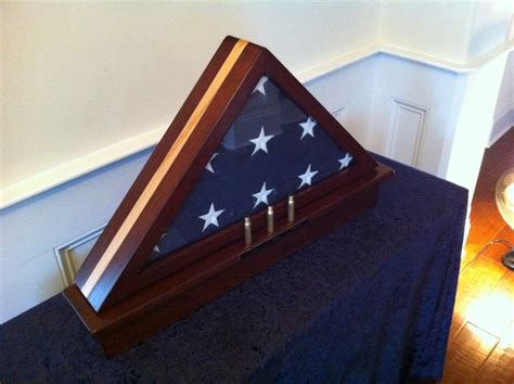 Memorial Flag Display Case With Shell Casings Maple Inlay