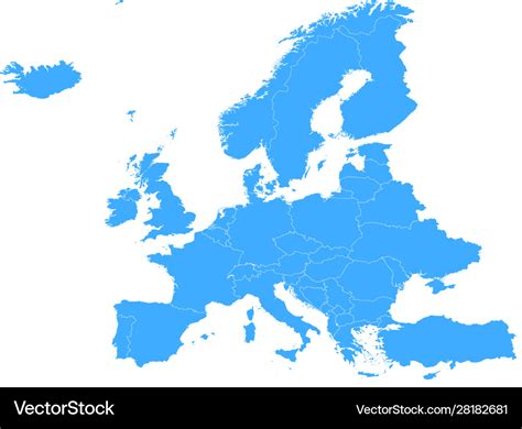 Europe Simple Blue Map Royalty Free Vector Image