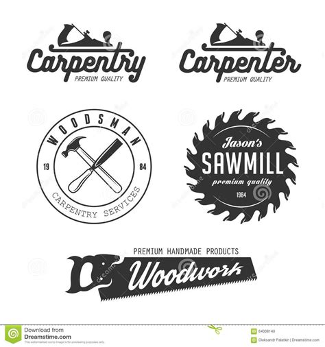 Carpentry Emblems Badges Design Elements Disenos De Unas Trabajo