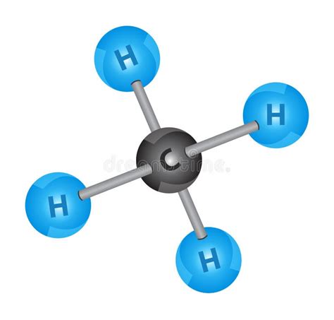 Fórmula Estructural Del Metano Y Modelos Moleculares Stock De