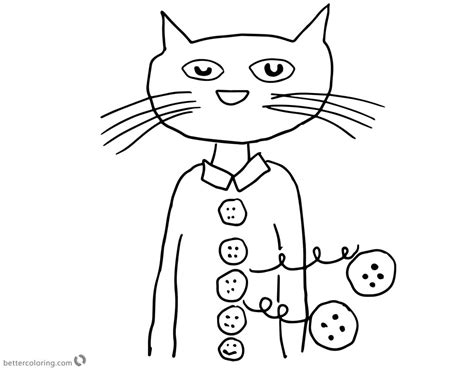 Pete the Cat Coloring Pages Groovy Buttons - Free Printable Coloring Pages